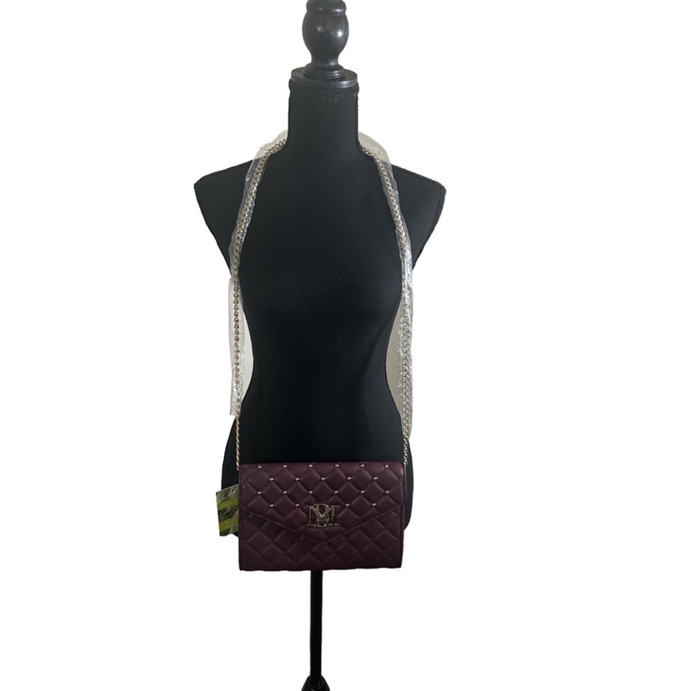 Women's Quilted Plum Colored Crossbody Purse with Chain Strap